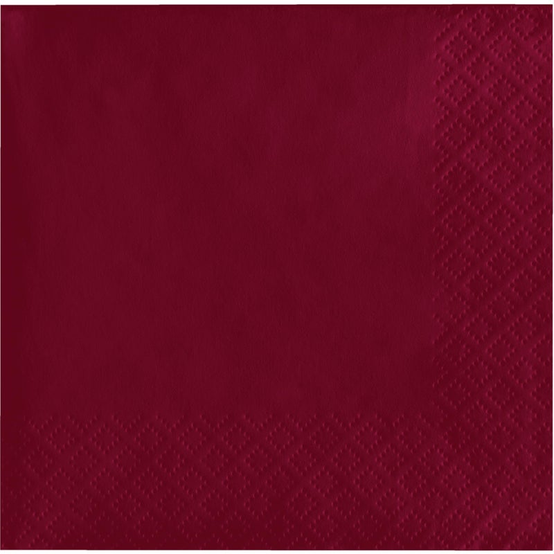 Creative Converting Touch of Color 200 Count 2-Ply Paper Beverage Napkins, Burgundy, 5" x 5" - Image 1